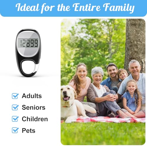 Simple Pedometer for Walking, Accurate Step Tracker with Carabiner, 3D Step Counter for Men Women Kids Seniors