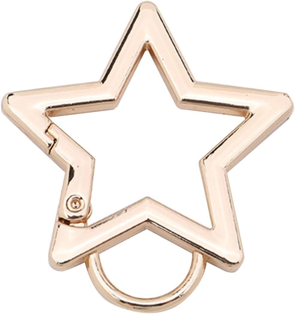 2Pcs Dark Gray Star Shaped Stainless Steel Keychain Snap Hook Holder Star Carabiner Hook Clip Key Holder Carabiner Clip for Keys and Wallet with Key Car Accessories