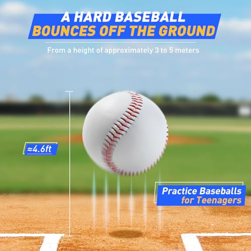 Hard Baseballs 3 Pack - Official Size 9 Inch for Youth & Adult Training