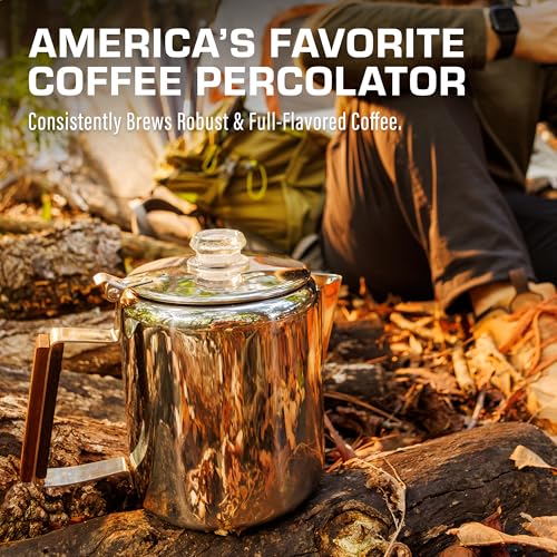 Stainless Steel Percolator Coffee Pot - 6 Cup Stove Top, No Aluminum or Plastic, Camping & Home Use