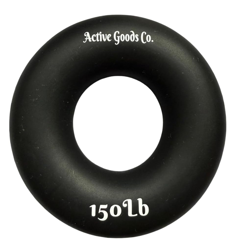 ActiveGoodsCo Hand & Forearm Exerciser - Single ring or Set, Resistance 10-120Lb, Diameter 2.5-3,5in. Visit to see more options (Single 150Lb-3.5in Black)