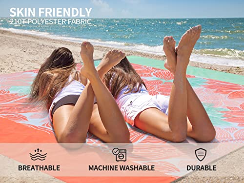 HIHOHO Waterproof Sandproof Beach Blanket Mat 79 x 108 Pink Flower - Quick Drying