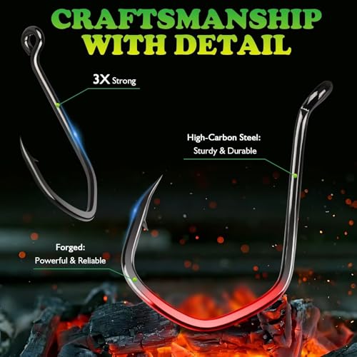 Octopus Fishing Hooks Saltwater & Freshwater Size 2-100PCS - Strong & Corrosion-Resistant