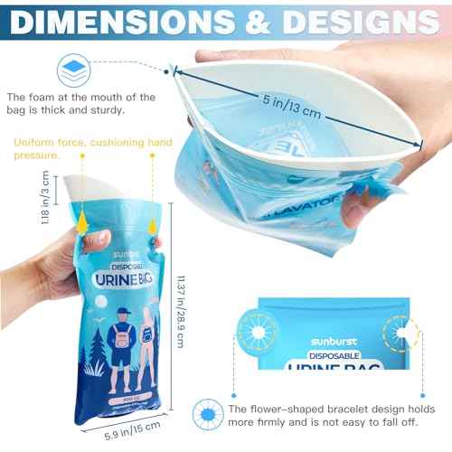 Disposable Urine Bags,900ML Pee Bags for Travel for Women/Men with Big Funnel,Leak-Proof Emergency Portable Travel Urinal and Vomit Bags for Travel,Car,Camping,Traffic,Pregnant, Patient, Kids