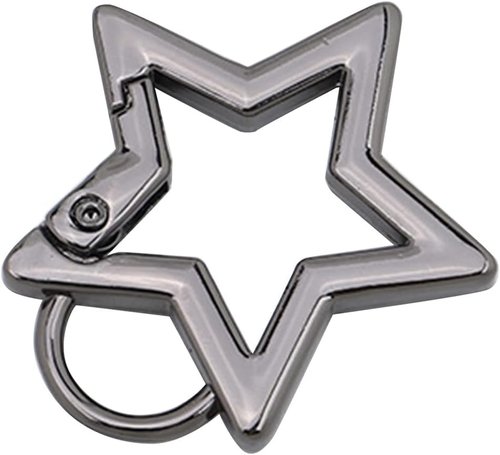 TypoGrove Gun Color Star Shaped Stainless Steel Keychain Snap Hook Holder Star Carabiner Hook Clip for Keys and Wallet with Key Chain Rings