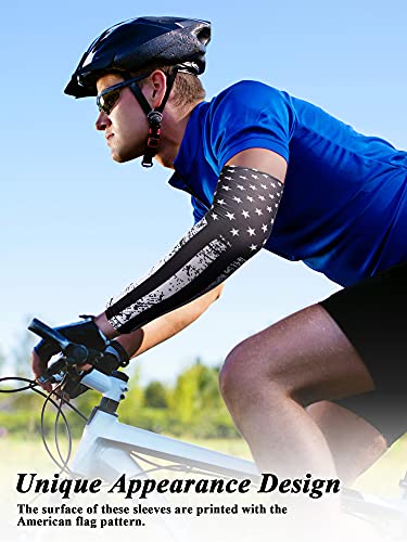 Medium Arm Sleeves for Men Women UV Sun Protection 8 Pairs - Patriotic Style