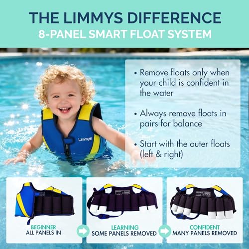 Kids Neoprene Swim Vest with Adjustable Buoyancy, Secure Fit - Royal Blue, 6-9 Years