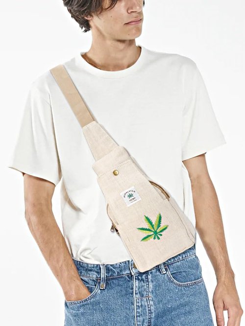 Hemp Sling Backpack- Hemp Cross body Bag- Hemp Shoulder Backpack Adjustable Strap for Men & Women (Design-7)