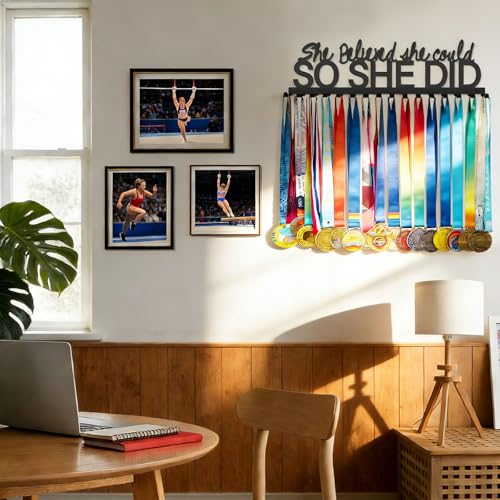 Black Aluminum Medal Hanger Display Wall Mount for Sports Medals