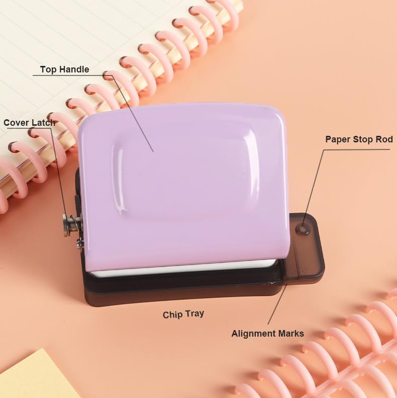 Spiral Binding Machine-Mini 6 Hole Puncher, DIY Creative Book Binder Machine for Planner, Portable A4/A5/B5 Book Loose Leaf Paper Puncher for Coil Bound- Blue