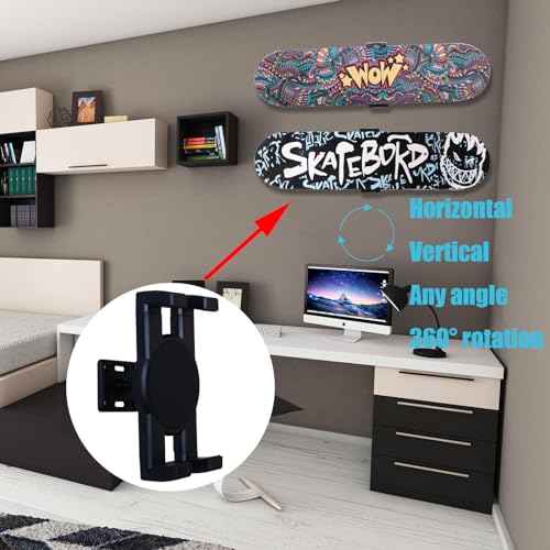 2 Pack Skateboard Wall Mount Deck Display - 360° Rotatable Floating Hanger for Skateboards - Suitable for Any Skateboarder