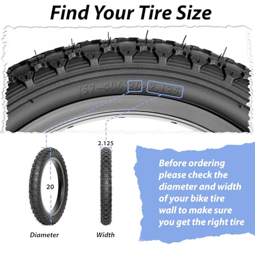 Kids Bicycle Tire 20x2.125 Inch Folding Replacement for MTB BMX & Kids Bikes - Variation of 20x2.125 Inch / Qty 1
