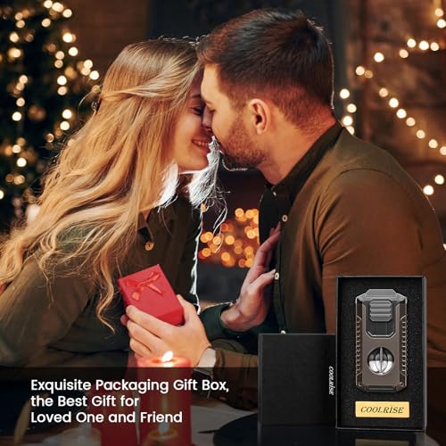 Brown 5-in-1 Torch Lighter with Triple Jet Flame & Tools - Windproof Refillable for Travel & Candle