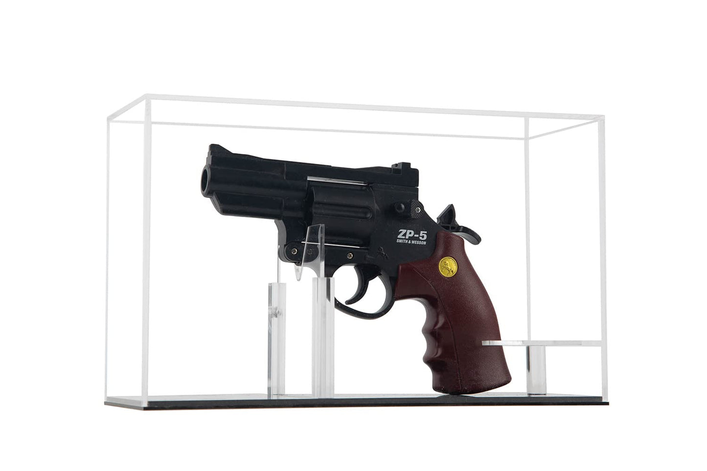 Qinry Gun Display Case Clear Adjustable Acrylic Pistol Box Handgun Revolver Display Case Stand Rack Holder Cabinet