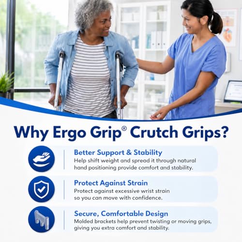 Ergo Grip Ergonomic Crutch Hand Grips - Gray, Comfortable Support