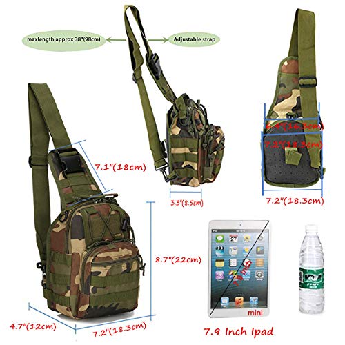 Jungle Camouflage Tactical Shoulder Sling Bag for Outdoor Travel & Hiking