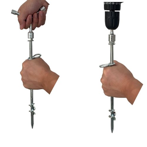 Ground Anchors Screw in 6 Pack-12 Inch Heavy Duty Galvanized Hex Head Tent Stakes Kit for Swing and Trampoline Set High Wind Solid Metal Dog Tie Out Stake