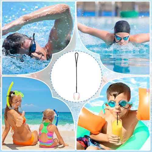 Hiboom 10 Pieces Silicone Swimming Nose Plugs with Strap Swimming Nose Clips Training Swimmer Protector with Steel for Adults Using
