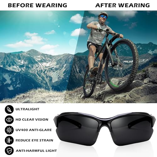 4 PACK Polarized Sport Sunglasses for Women Men UV Protection,Running Cycling Fishing Sunglasses Outdoor