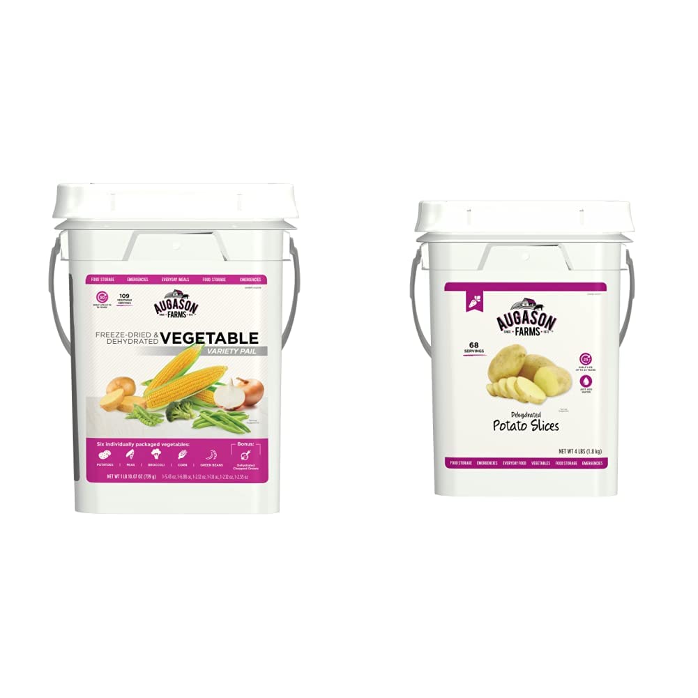 Augason Farms Freeze Dried Vegetable Variety Pail, Emergency Food Supply, Everyday Meals, 109 Servings