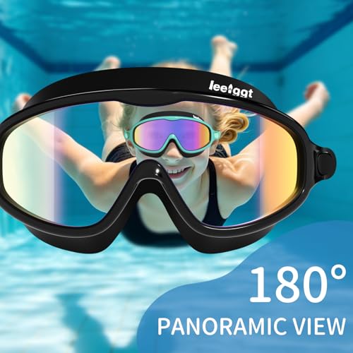 Kids Swim Goggles Anti-Fog UV Protection 2 Pack Cyan-Black & Purple-Black