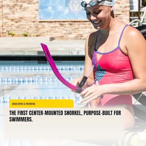 Swim Snorkel for Adult Training - Center-Mount Design, Pink