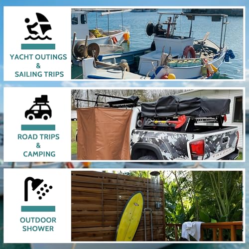 Boat Privacy Curtain Tent 420D Waterproof Shower Enclosure with Mesh Bag, Adjustable Height