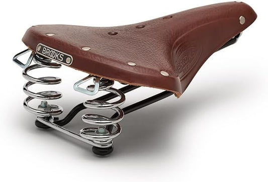 Brooks England B67 Short, Leather Bike Saddle with Suspension Springs