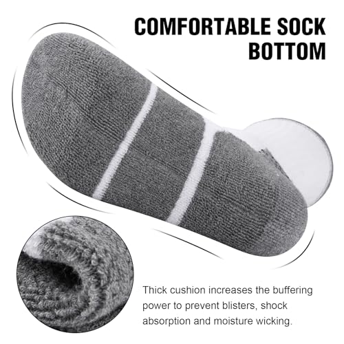 Men's Cotton Crew Socks Large X-Large White - Moisture Wicking Cushioned Work Boots 6 Pairs