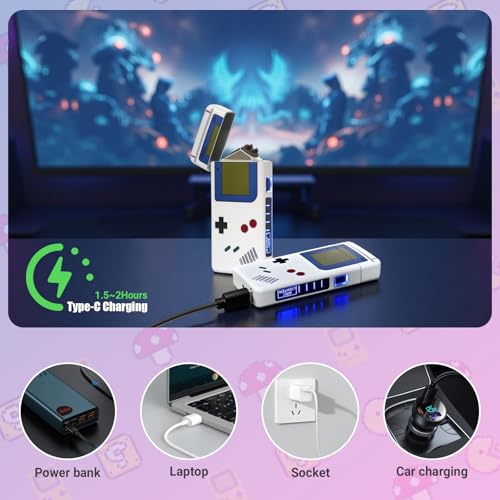 BAHASA Electric Lighter - USB Rechargeable Plasma Lighter, Windproof Flameless Lighters, Perfect for Retro Gaming Gifts, Men's Birthday Gifts