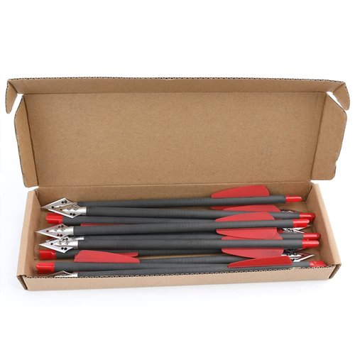 ZSHJGJR Archery 8 inch Crossbow Bolts Carbon Arrows 2" Red Vanes with Steel Broadhead Tips for Crossbow Hunting Shooting Targeting 6/12/24pcs (red, 12)