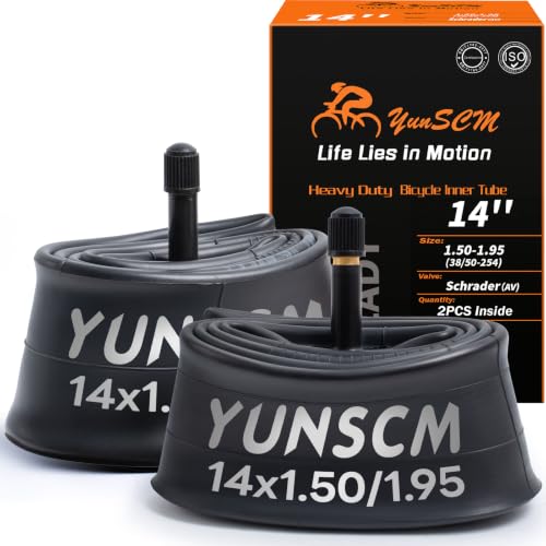 Heavy Duty Bicycle Inner Tubes 14x1.50/1.95 - Durable Bike Tire Replacement - 2 Pack