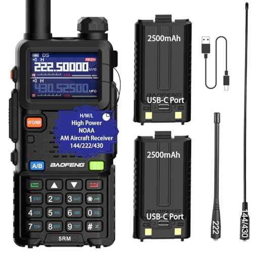 BAOFENG 5RM Ham Radio 10W Handheld Long Range 2 Way Radio UV-5R Upgraded Walkie Talkies, NOAA Weather Receiver, Type C Charging, 999CH Frequency Copy, Rechargeable 2500mAh Battery, Hiking Hunting Trip