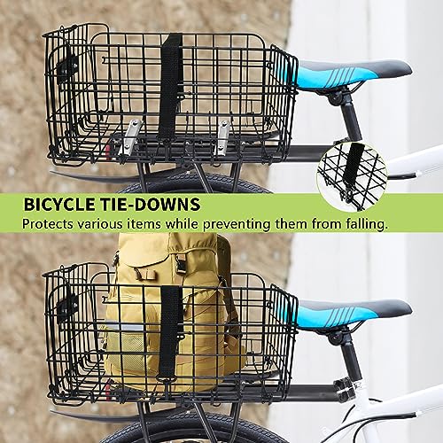 Foldable Rear Bike Basket with Reflective Tail Light and Cargo Strap - Basic Style