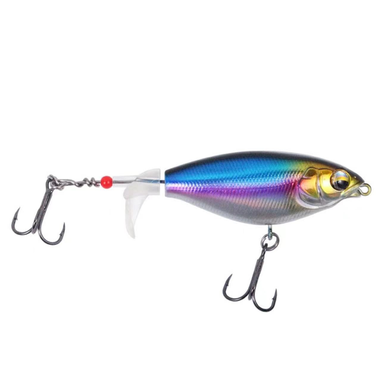 RTGSE 10PCS Top Water Fishing Lures Whopper Fishing Lure for Bass, Popper Fishing Lures with Floating Rotating Tail One Luminous Saltwater and Freshwater Plopping Lures for Bass