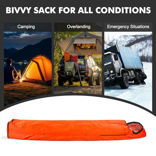 Orange Upneargo Emergency Thermal Sleeping Bag Bivy Sack - Lightweight Waterproof Survival Gear