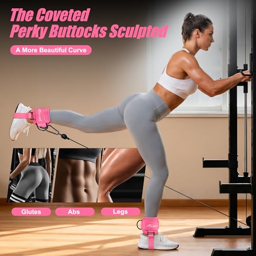 Pink Ankle Straps for Cable Machines Women with Foot Strap - Pair