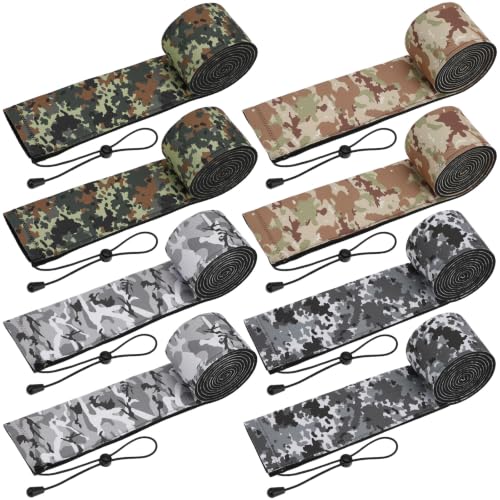 8 Pcs Camouflage Neoprene Fishing Rod Sleeves 68 Inch Rod Socks Waterproof