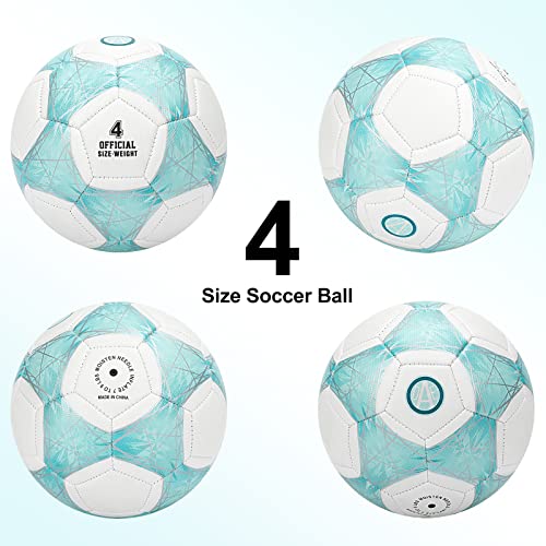 Color Change Soccer Ball Size 4 with Pump & Net - Teal/Blue/Pink Kids Outdoor Play