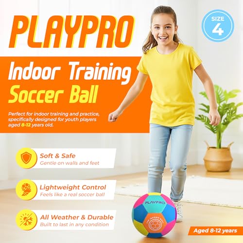 Pink Indoor Soccer Ball Size 4 Soft Foam Kids Soccer Ball for Home Play