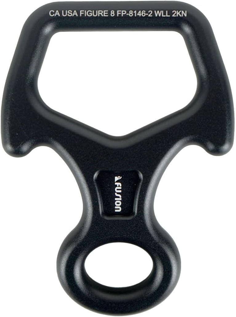 Fusion Climb Aluminum Descender Rescue Figure 8 Descender with Ears/Horns Rappelling Gear Belay Device Climbing Skills