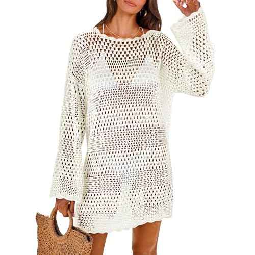 ANRABESS Women Swimsuit Crochet Swim Cover Up 2025 Summer Bathing Suit Swimwear Mesh Knit Beach Dress Vacation Outfits