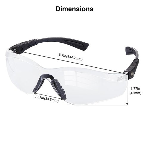 xaegistac Shooting Glasses Anti-fog Shooting Range Eye Protection, Adjustable Safety Glasses with Zipper Hard Case (black frame clear lens)