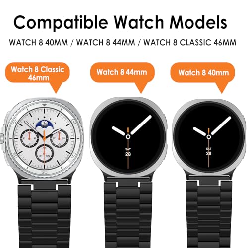 22mm Watch Band Connectors Compatible with Samsung Galaxy Watch 8 40mm/44mm/Classic 46mm - Stainless Steel Adapters