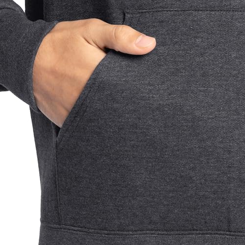 Men's Fleece Pullover Hoodie Small Black Heather Moisture Wicking Breathable