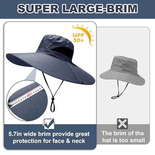 Super Wide Brim Fishing Hat for Men and Women,UPF50+ Waterproof Bucket Hat for Fishing, Hiking, Camping