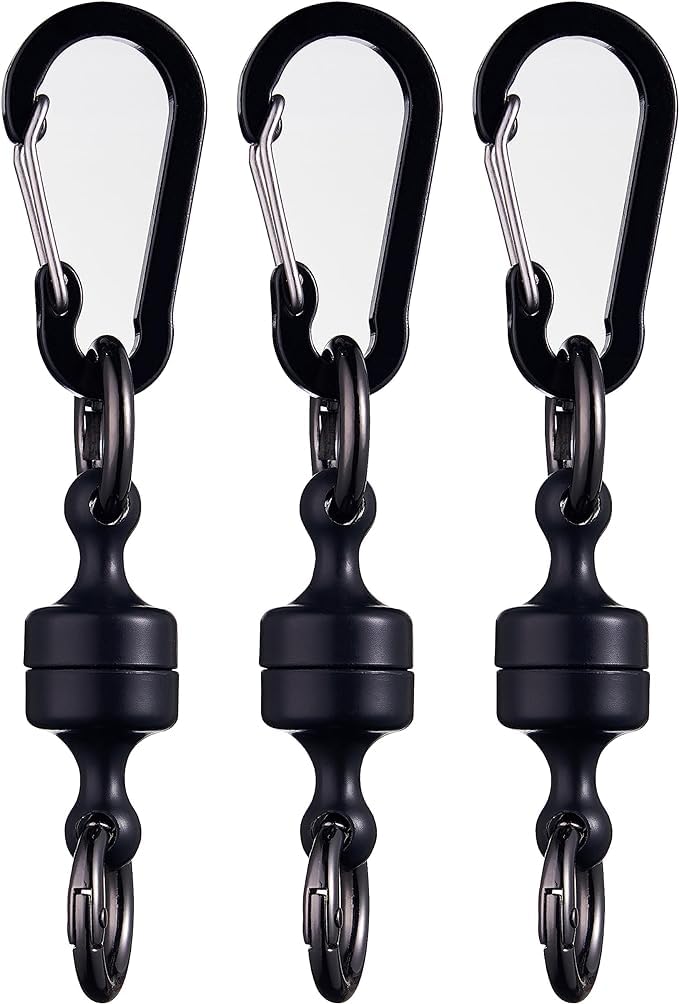 FANGZHIDI Quick Release Keychain,Magnetic Release Holder, Strongest Key Magnet Carabiner for Fly Fishing Bags, Belt, Car Key Fob,3 PCS,Black