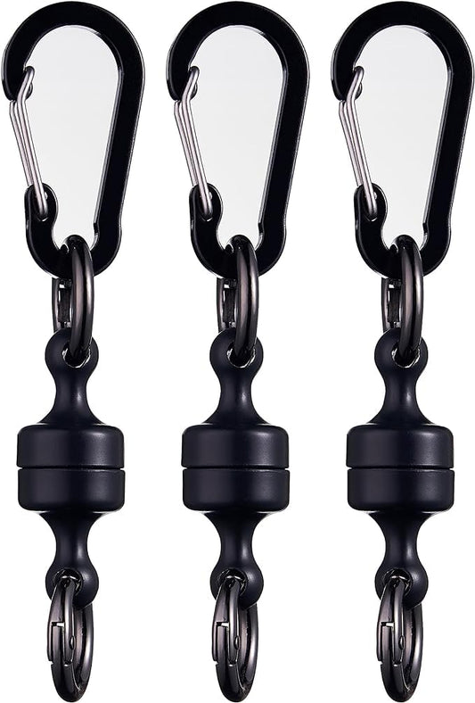 FANGZHIDI Quick Release Keychain,Magnetic Release Holder, Strongest Key Magnet Carabiner for Fly Fishing Bags, Belt, Car Key Fob,3 PCS,Black