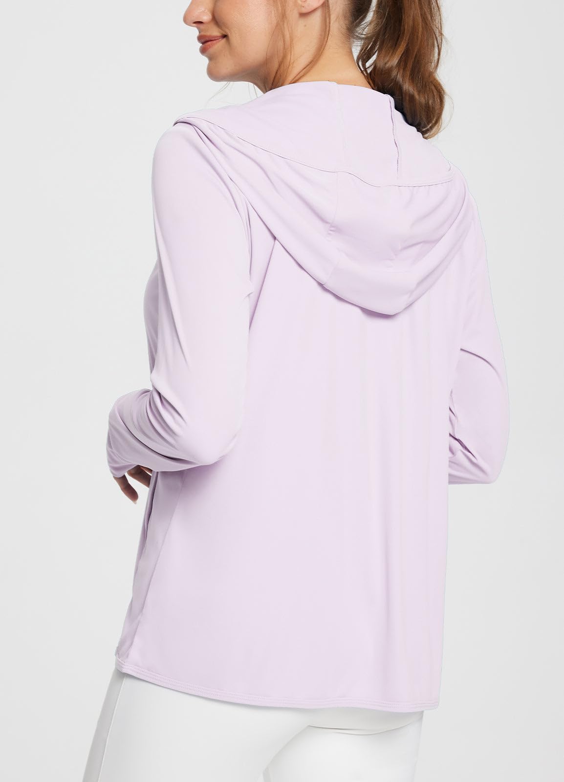 baleaf Women's UPF 50+ Sun Protection Jacket Lightweight UV Long Sleeve Hoodie for Hiking Outdoor Travel Fishing Pastel Purple M