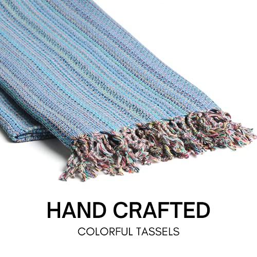 Turkish Beach Towel with Travel Bag Blue Mix - Oversized, Quick Dry Sand-Free Lightweight